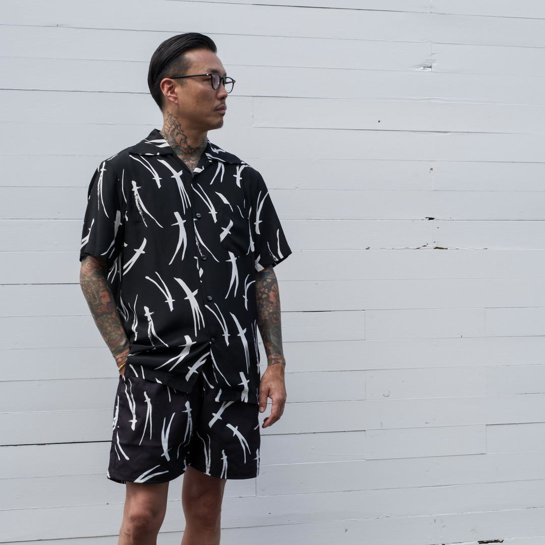 サイズ44 Aloha Blossom TRADMAN'S BONSAI 松葉柄 MATSUBA SHORT SLEEVE SHIRTS Collaboration with TRADMAN'S
